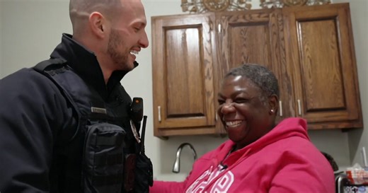 Widow living at husband's grave helped by officer