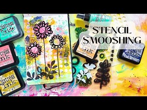 I LOVE this technique for a gorgeous Art Journal Background - Distress Inks & Stencil Smooshing