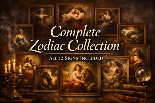 Complete Zodiac Collection — All 12 Signs — Oil Painting Wall Art Prints — Instant Digital Download - Etsy