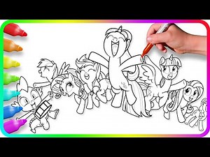 Coloring Pages MY LITTLE PONY - Spike and drums / How to color My Little Pony. Easy Drawing Tutorial