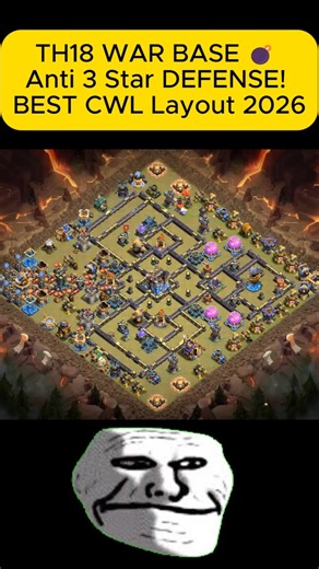 TH18 WAR BASE 💣 Anti 3 Star DEFENSE! BEST CWL Layout 2026 #shorts #coc #clashofclans #th18