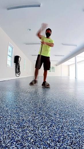 Domino Flake Epoxy Floor Installation - Satisfying Garage Construction