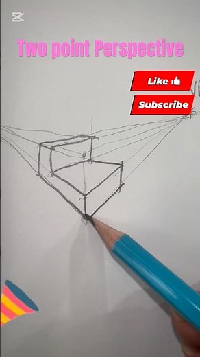 Two point perspective drawing step by step free hand