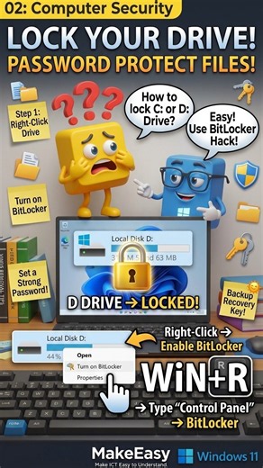 Lock Your Hard Drive with a Password! 🔒 Windows BitLocker #makeeasy #shorts