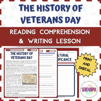 Veterans Day & Remembrance Day Nonfiction Reading Comprehension Middle School