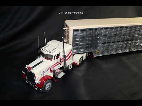 Semi Tractor Peterbilt w/Livestock Van Trailer. 1/25 Scale Model Kit