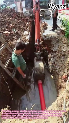 Awesome Construction! Pipe Pushing Trick With Excavator 🌾↓