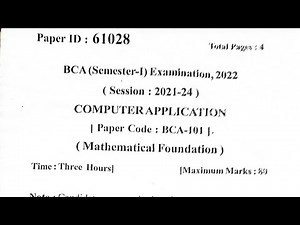 BCA 1st Semester || Math question paper with solution ||