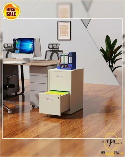 NEW Cream Color 2 Drawer File Cabinet With Lock For Letter Size