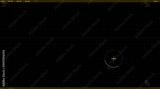 Hud interface animation displays dynamic data and information in a dark setting with grid lines and circular elements for user interaction