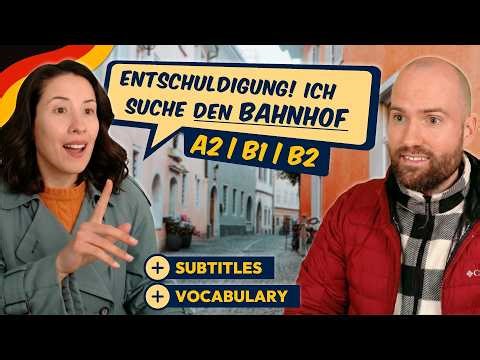Everyday German Dialogue (A2, B1, B2) 🚂 | Ask for Directions & Travel by Train