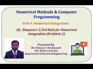 L8 Simpson's 1 by 3rd Rule for Numerical Integration Problem 1