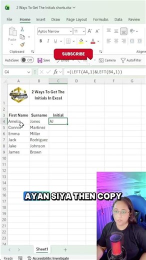 Learn The 2 Ways On How To Create Initials In Excel #shorts