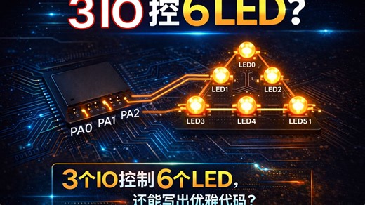 3个IO竟能控制6个LED，还能写出优雅代码？