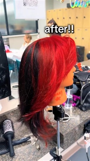 Chunky Red Highlights + Layers Transformation🖤✂️