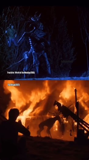 🕷️ on Instagram: "Both The Ritual and Frostbiter: Wrath of the Wendigo use creature designs that feel twisted and unnatural, mixing human and animal features to suggest something cursed rather than born. Frostbiter’s Wendigo is grotesque and exaggerated, fitting its chaotic tone, while The Ritual’s creature is taller, quieter, and more godlike. Different looks, same effect: a monster that feels like it belongs to the forest and has been waiting there a long time. And A Wendigo is a creature fro