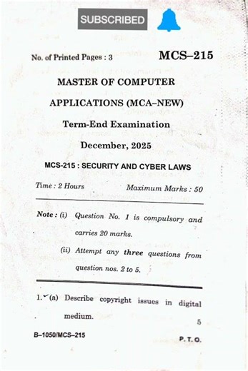 MCS-215 December 2025 Question Paper| Ignou #exam