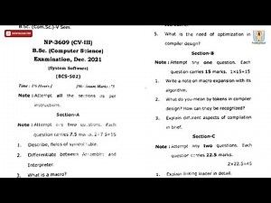 BSC 5TH SEM CS SYSTEM SOFTWARE NP CV DEC 2021 | CCSU