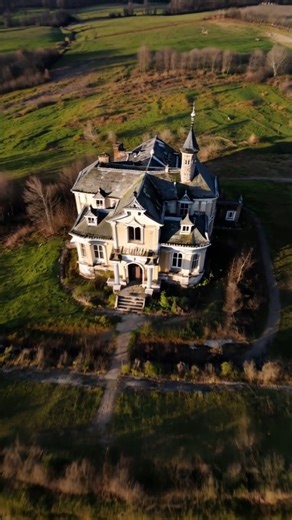🎥 The Mansion That Was Built for Love, But Died with Secrets 💔🏚️ In the middle of nowhere, surrounded by fields that stretch for miles, stands this lonely mansion with a tower that points like a dagger into the sky. Legend says it was built in the early 1900s by a wealthy industrialist as a wedding gift for his young bride. He spared no expense—imported marble, hand-carved staircases, even a music room where she could play piano under candlelight. But the story didn’t end like a fairy tale. O