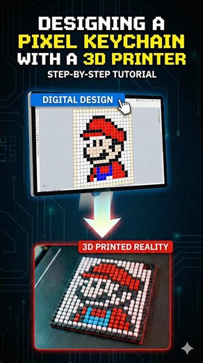 Designing a Pixel Keychain with a 3D Printer #pixelart #supermario #minecraft