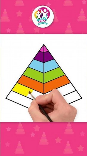 🔺How To Draw A Rainbow Colored PYRAMID Step By Step! #shorts #drawingforkids #chikidoodle