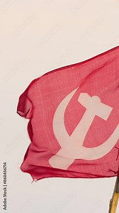 Party flag of the Communist Party of China or USSR or Kerala India flag background with big symbol of socialism and communism in center