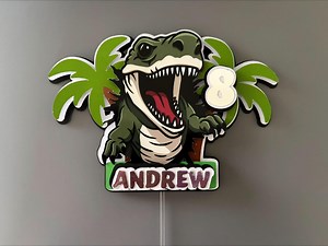 Personalisierte T-Rex Cake Topper | Name Dino Geburtstag Dekor - Etsy.de