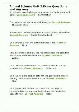 Animal Science Unit 2 Exam Questions and Answers