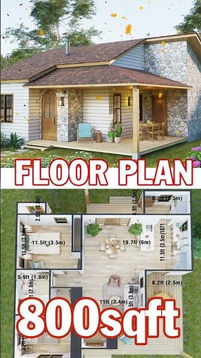 Small House Design 800 Sqft (74m2) #smallhousedesign #home #floorplan