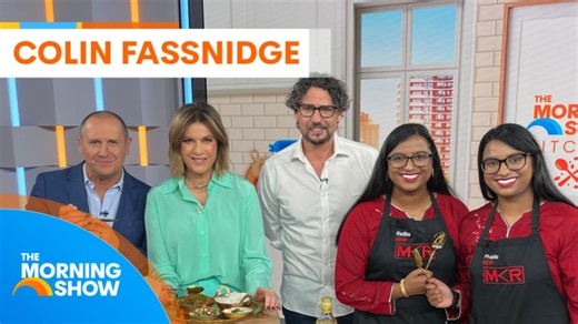 Colin Fassnidge and MKR contestants Radha and Prabha