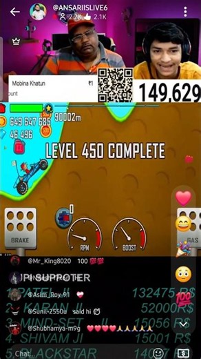 Hill climb racing world record ‪@M_YADAV_is_LIVE‬ ‪@ANSARIISLIVE6‬ #hillclimbracing3 #shorts