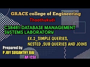 GRACE_COE_CSE_CS8481_DBMS LABORATORY EX.2_SIMPLE QUERIES, NESTE ,SUB QUERIES AND JOINS