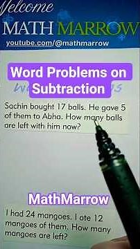 How to solve Word Problems on Subtraction @MathMarrow