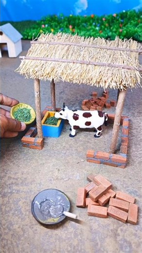 how to make cow shed rural project with mini bricks | house of animals