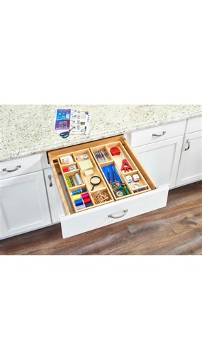 Junk drawers... We've all got them 👀 The Maxx Drawer helps you maximize the space in your 24" base cabinet drawer with two trays that pull up and out to reveal and even more storage space below. Learn more: https://bit.ly/3H8lfuF #revashelf #getorganizedmonth #junkdrawer | Rev-A-Shelf