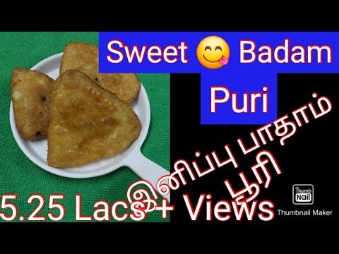 #/ Episode-590/Chitra makes Sweet Badam Puri in Tamil/இனிப்பு பாதாம் பூரி செய்வது எப்படி