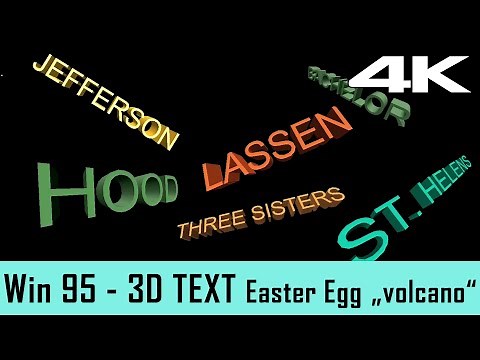 Windows 95 Screensaver - 3D Text "VOLCANO" Easter Egg (4K)