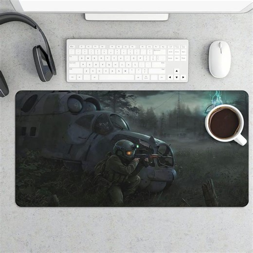 Military Sci-fi Soldier Mouse Pad - Crashed Helicopter & Energy Orb Desk Mat - Etsy