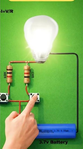 3.7V Battery Powered LED Bulb Circuit with Dual Resistors 🔋💡#DIYElectronics #BatteryCircuit