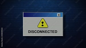 Old Computer Window with disconnected message.Glitch Modern Animation.Glitch Old Screen Display.