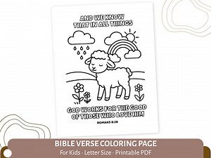 Romans 8:28 Coloring Page for Kids | God Works for Good Bible Verse Printable | Christian Sunday School & Homeschool PDF |CPD34 - Etsy