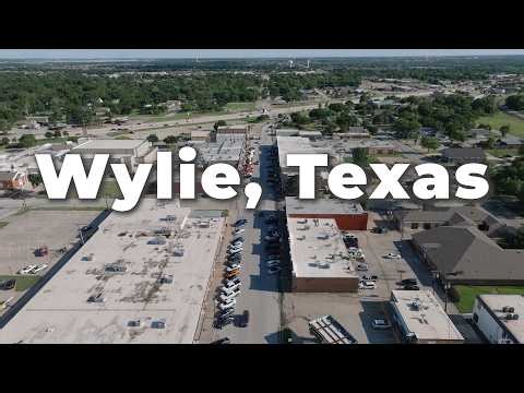 Aerial View of Wylie, Texas Downtown Over Ballard Avenue