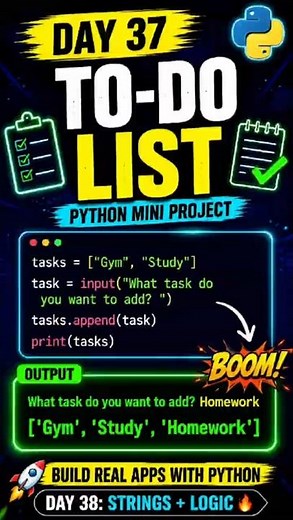 🔥 Day 37 — Build a TO-DO LIST in Python #python #coding #learnpython