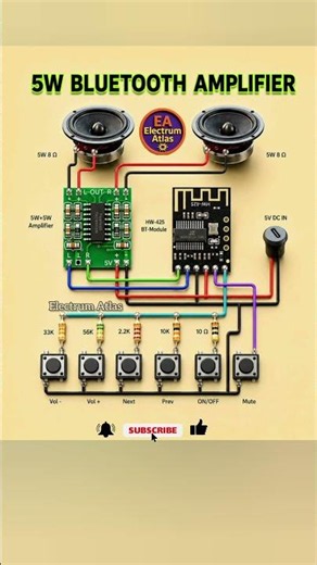 5W Bluetooth Amplifier Wiring Diagram | Complete Connection Guide #diyelectronics