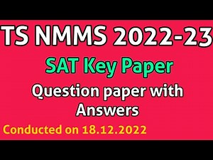 NMMS 2022-23 || SAT Key Paper with Question Paper || Telangana NMMS