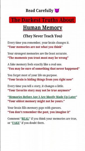 The Dark Truth About Your Memories They Never Teach You | You Can't Ignore | 😱 #psychology #shorts