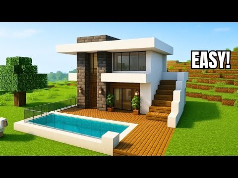 "Minecraft PE Survival: Easy Modern House Tutorial"