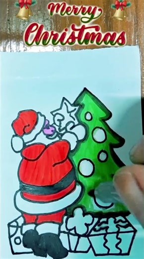 🎅Santa Claus Drawing | Christmas tree Drawing🎄 | How to draw cute deer 🦌 🎁 #shorts #drawing #art