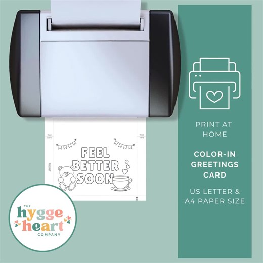 Feel Better Soon Coloring Card, Cute Get Well Soon Printable for Adults & Teens, Teddy Bear Color-in Card, Recovery Card, Instant Download - Etsy