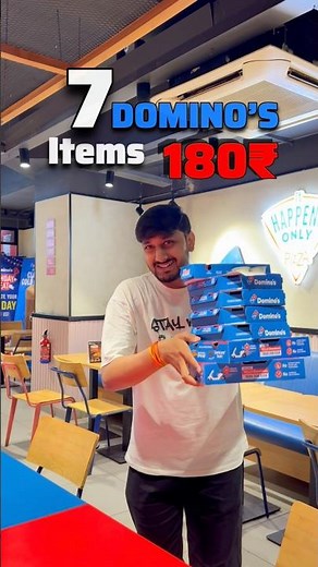 Dominos 7 items at just 180₹ #dominos #dominospizza #pizza #india #food #foodie #shortsvideo